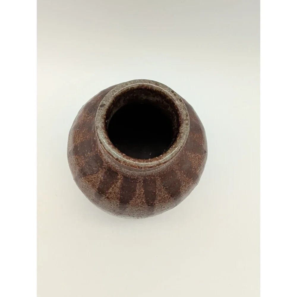 Studio Pottery Vase Vintage Glazed Ceramic MCM Earth Tone 5